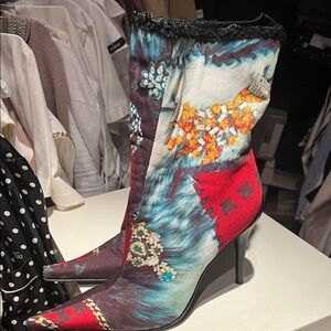 Casadei Multicolor Patterned Heeled Boots